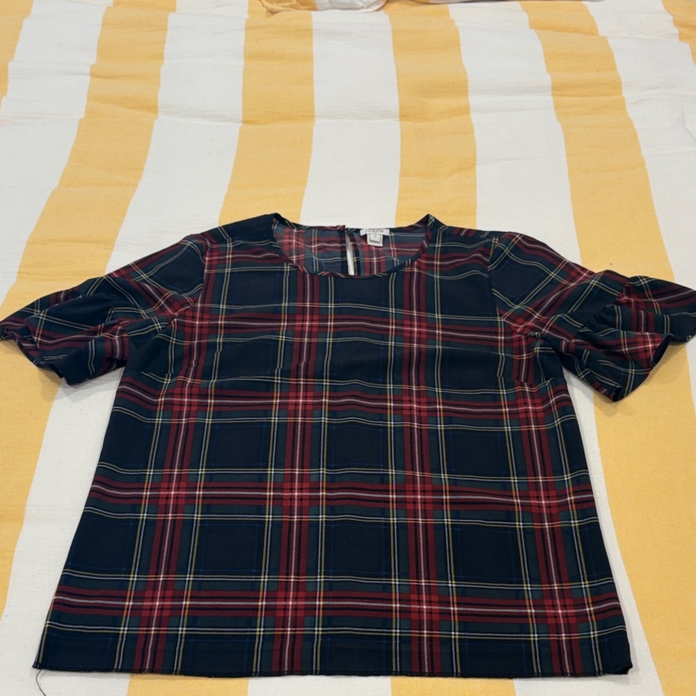 J. Crew Red and Black Plaid Blouse